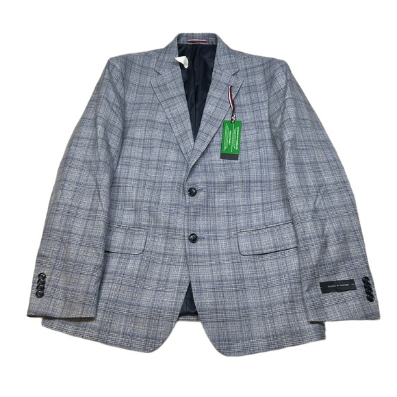 Tommy Hilfiger Conrad Sport Coat Mens 40S 40 Light Blue Plaid Stretch NEW $295 - Picture 1 of 12